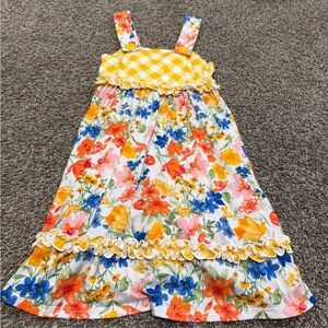 🍿Jona Michelle Yellow and Multicolor Floral Dress